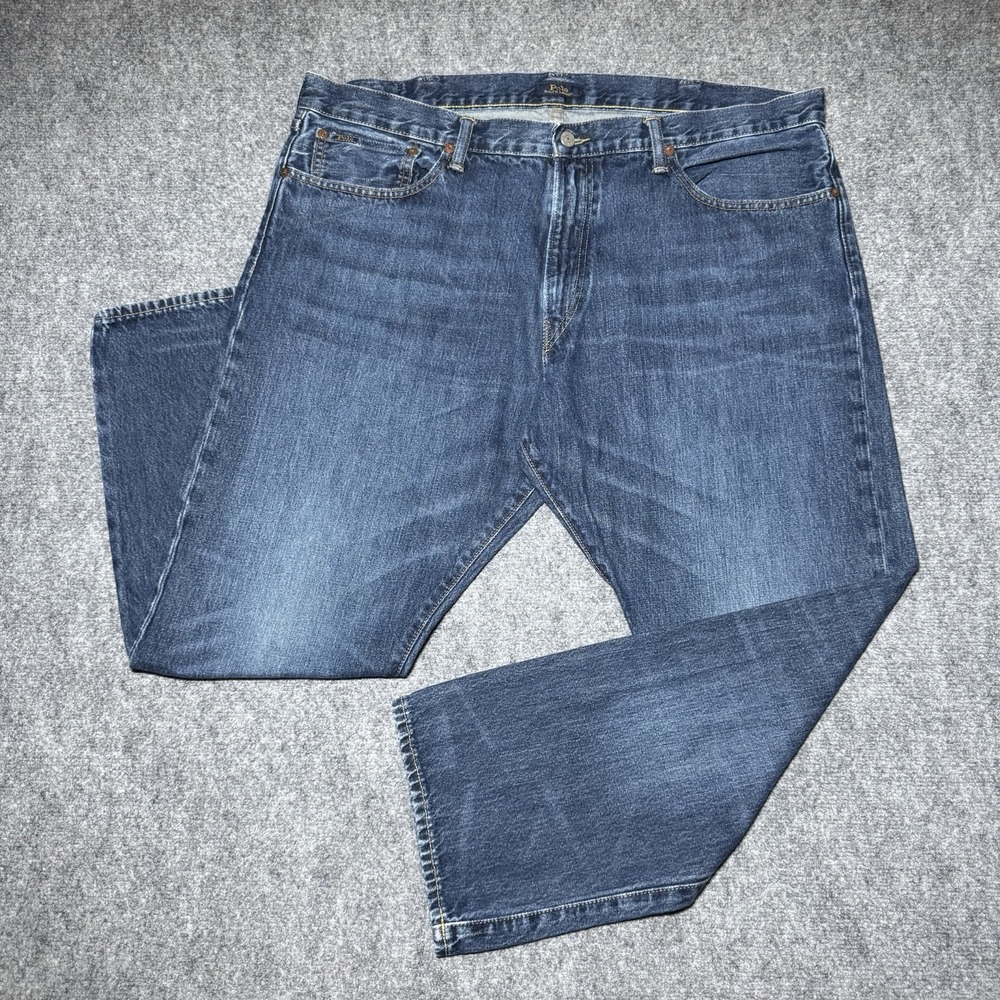 Polo Ralph Lauren Hampton Relaxed Straight Jeans Men 40x29 Blue Stretch Denim
